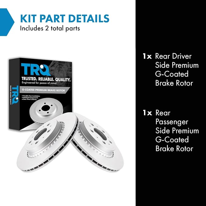 TRQ Rear Brake Rotor Set G Coated Vented Compatible with 2003-2014 Volvo XC90