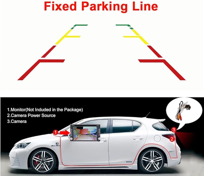 Vlicevrn HD Fisheye Vehicle Car Rear View Camera Fixed Parking Line Night Vision Backup Parking Camera for Toyota RAV4 XA30 / Toyota Vanguard XA30 2005~2012 (Spare Wheel On Door )