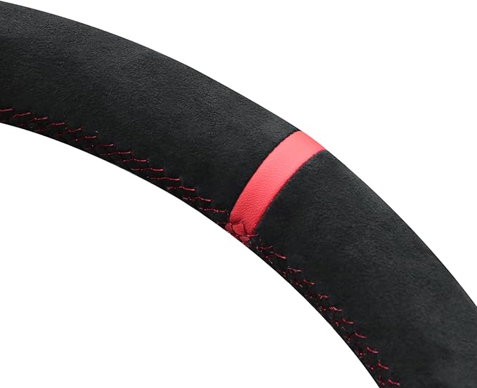 MEWANT Hand Stitch Black Woven Embossed Athsuede Steering Wheel Cover Wrap for Tesla Model Y 2023 Model 3 2017-2023