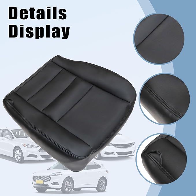SecosAutoparts Driver & Passenger Side Bottom & Top Leather Replacement Seat Covers Black Compatible with F250 F350 F450 F550 Lariat Super Duty XLT 2002 2003 2004 2005 2006 2007