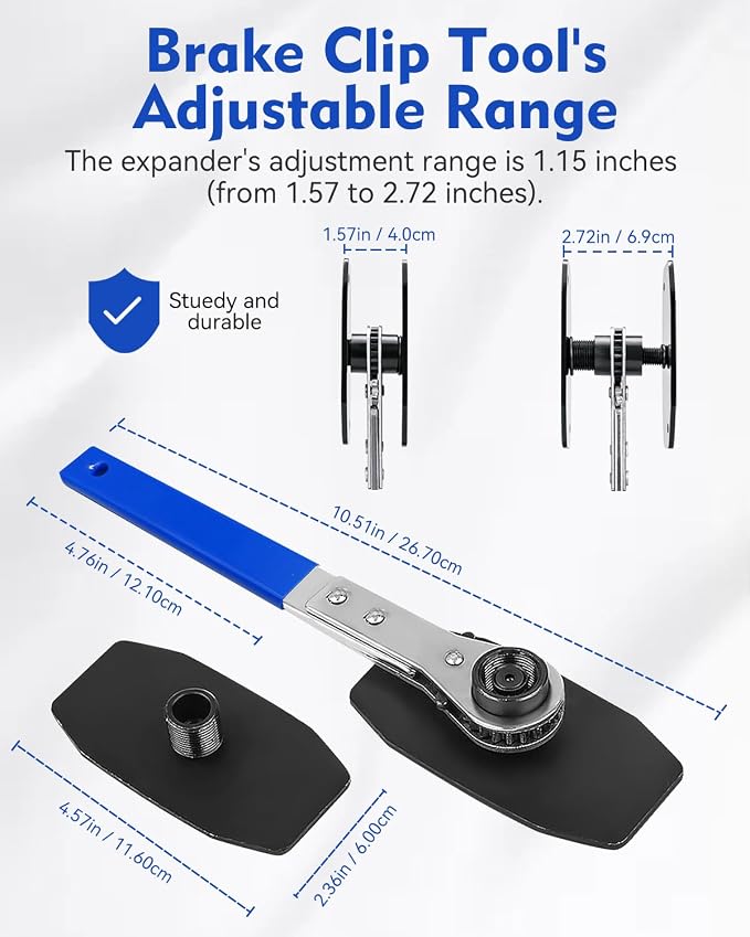 Witaxima Upgraded Brake Caliper Compression Tool 4 in 1 Universal Caliper Piston Compressor Tool with 4 Brake Caliper Hangers Brake Pad Spreader Tool with 360°Swing Ratchets for Car Brake Repair Blue
