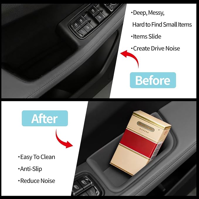 4PCS Car Door Side Organizer Tray for Porsche Macan Accessories 2014-2026, Front Rear Door Side Insert Storage Box for Phone, Keys, Cards, Car Accessories Interior (Red for Ma-can 2014-2026)