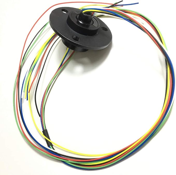 Taidacent Hollow Slip Signal Power Continued 2/4/6/12 Road Collector Ring Conductive Electric Motor Slip Ring Rotating Connector (5mm Inner 22mm Outer 6 Wire 2A)