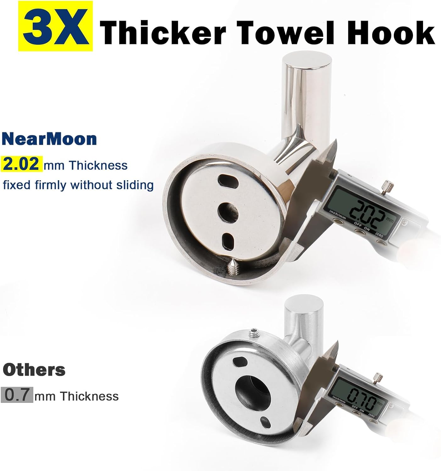 NearMoon Bath Towel Hooks- SUS 304 Stainless Steel Robe Hook Holder, Heavy Duty Coat Hook for Bathroom Livingroom Hotel Kitchen Garage, Wall Mounted (Chrome Finish, 8 Pack)