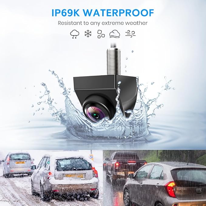 AUTO-VOX CAM7 Pro Backup Camera, IP69K Waterproof and Fisheye Correction 1080P HD Clear Rear/Front View Reverse Camera, 180°Super Wide Angle Back up Camera for Cars,Truck,Camper,Van