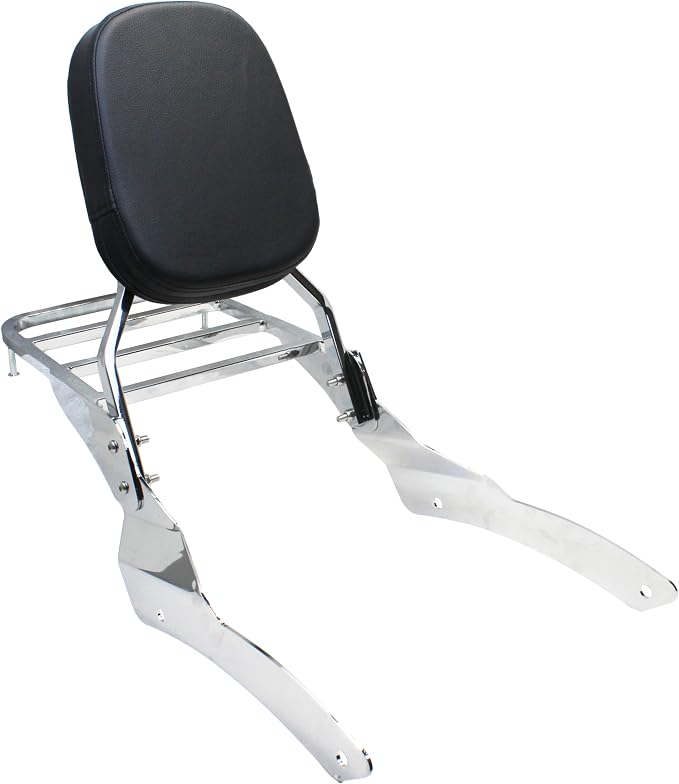 YHMOTO Motorcycle Sissy Bar Backrest with Luggage Rack For Yamaha VStar 650 400 DS650 Classic DS400 V star 1996-2017 (Chrome- for 650 Classic)
