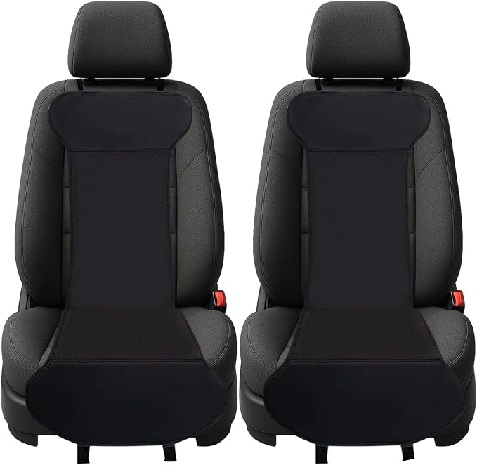 ZONETECH Car Seat Cover Travel Seat Cushion, Universal Classic Black Comfortable Breathable Leather Car Seat Covers 2-Pack