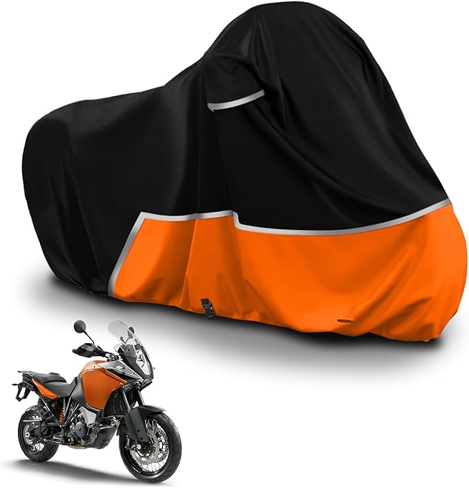 Waterproof Motorcycle Cover Compatible with KTM Adventure 250/390/790/890/1290 Model, 420D Oxford Cloth Motorcycle Cover for Snow Rain Dust Protection