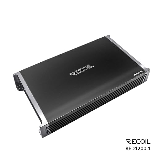 Recoil RED1200-1 2500 Watts Class D Strappable Car Audio Mono Block Subwoofer Amplifier 1 Ohm Stable, Remote Bass Knob Included