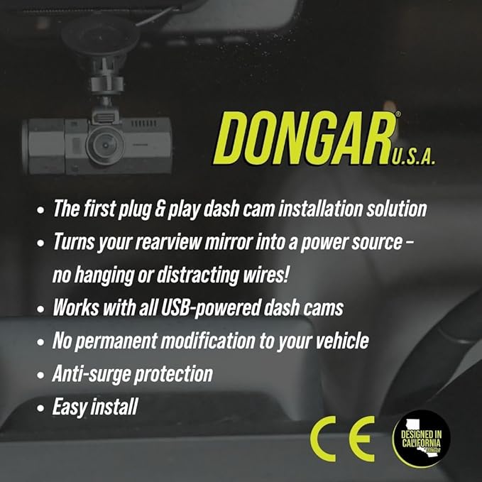 Dongar Dashcam Power Adapter (10-pin Type E) for Select Mazda Vehicles. Compatible with 2017+ CX5, CX9 and More. Connects to Rearview Mirror, Built-in USB Power Source, Easy to Install