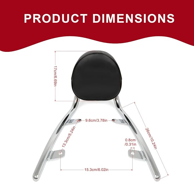 Detachable Backrest Sissy Bar Replacement for Honda Fury VT1300CX VT 1300 CX 2010-2025 Luggage Rack Passenger Backrest