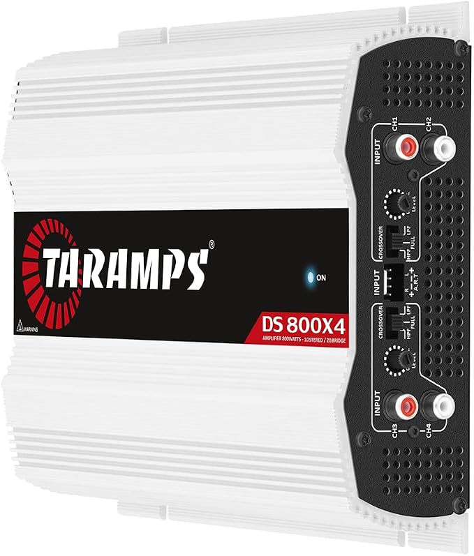 Taramps DS 800x4 1 Ohm 800 Watts RMS 4-Channel 200x4 RMS, Class D, Full Range, Crossover High / Low Pass Fixed, Bridgedable Car Audio Amplifier, White