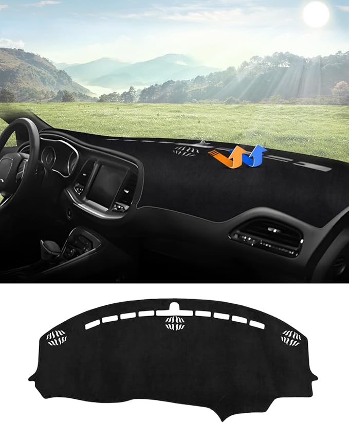 Autorder Dashboard Cover Mat for 2015-2024 Dodge Challenger Accessories Dash Cover Flannel Dash Mat Sunshade Glare UV Rays Protector