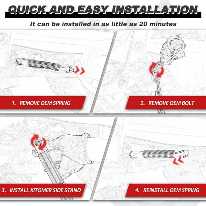 Xitomer 0-3'' Adjustable Kickstand Fit for Ninja 650 / ABS Z650 2020-2026 & Z650RS 2022-2026 Adjustable Motorcycle Stand Side Stand