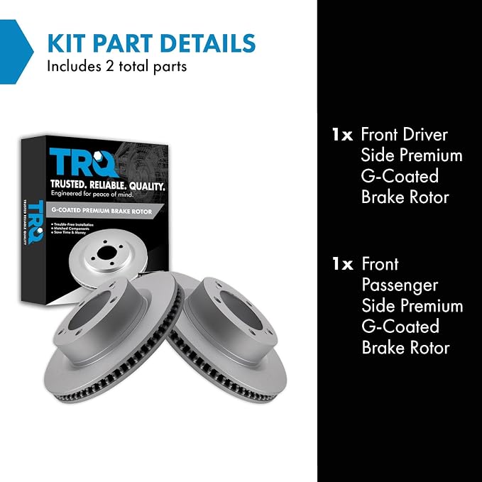 TRQ Front Brake Rotor Set G Coated Vented Compatible with 2008-2015 Lexus LX570 2008-2015 Toyota Land Cruiser