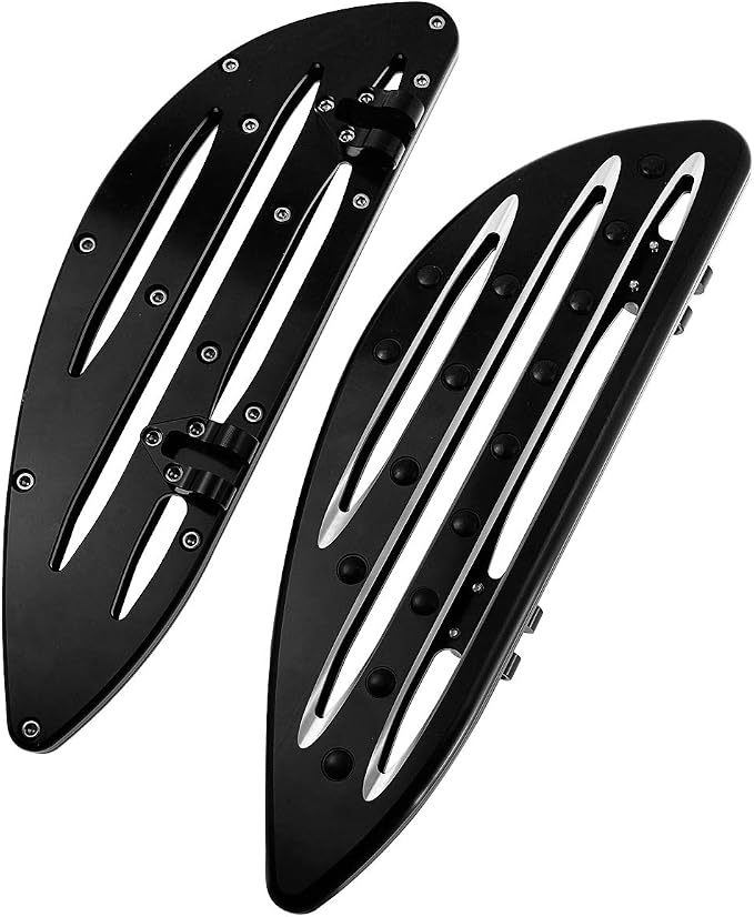 Front Driver Floorboard CNC Foot Pegs Rider Footboards Pedal Fit For Harley Touring Road King Road Glide Electra Glide Street Glide 1986-2025 Softail FL 1986-2017 (Black)
