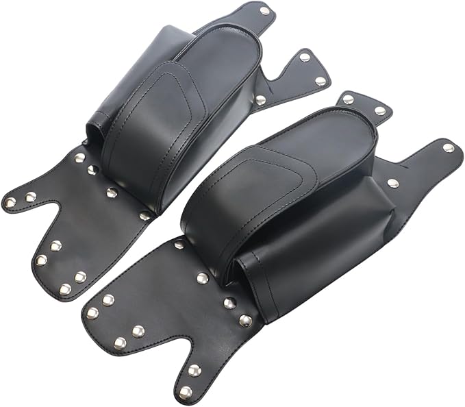 Motorcycle PU Leather Left Right Side Saddlebag Guard Bag with Water Drink Bottle Holder For Harley Touring Electra Street Tri Glide Road King Glide 1983-2023
