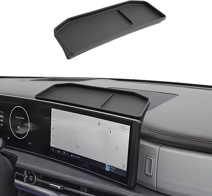 ECOZEN Behind Screen Organizer For 2024-2026 Hyundai Santa Fe/Santa Fe Hybrid - Silicone Dashboard Storage Tray For 2024-2026 Santa Fe Accessories - Center Console Organizer Tray Interior Accessory