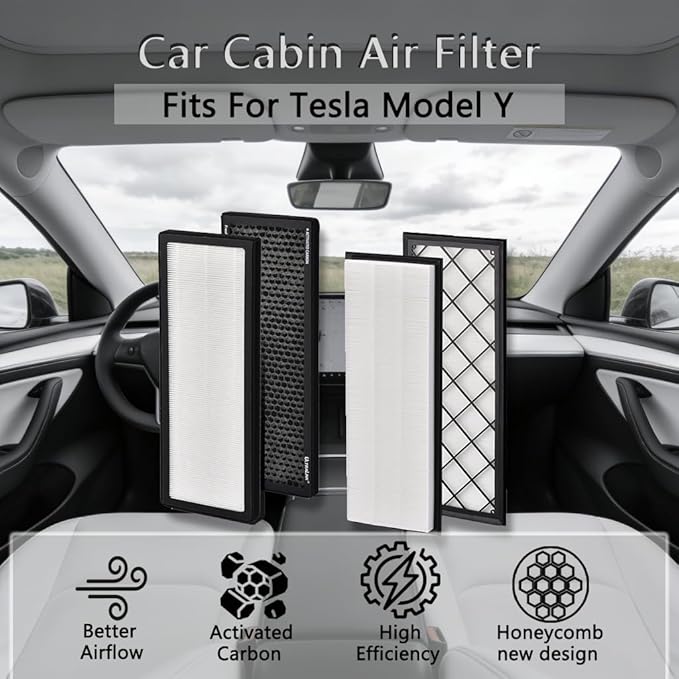 Tesla Model Y Cabin Air Filter(2020~2025),Double layer air filter with activated carbon