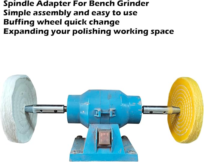 PURUI 8 Inch Bench Grinder Polishing Kit for All Metals, Kit Includes 3PC 8 Inch Buffing Wheels, 5PC 100g Bar Buffing Compounds, 2PC 5/8 Inch Bench Grinder Spindle Adapter, 1PC Microfibre Cloth, 11PCS