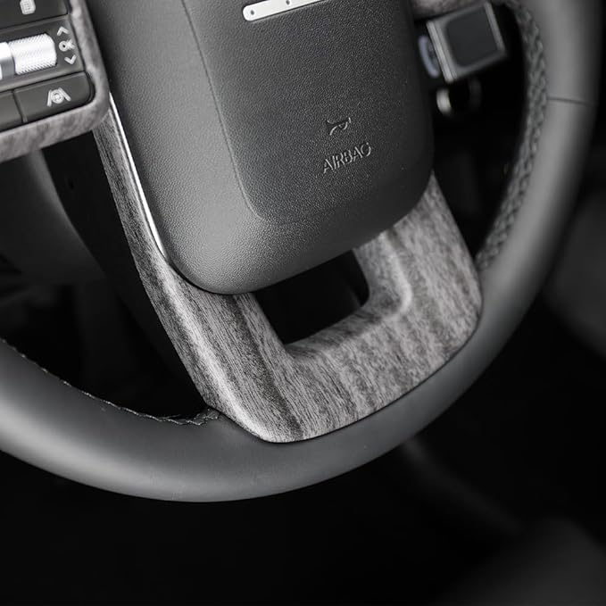 Steering Wheel Trim Cover Compatible with Santa FE 2024 2025 Hyundai IONIQ 9 Accessories(Wood Grain)