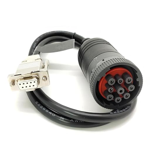 J1939 Deutsch 9Pin Connector to DB9 Female CAN Cable，DB9 to J1939 CAN Bus Diagnostic Adapter Cable for Heavy Duty Vehicles 50CM