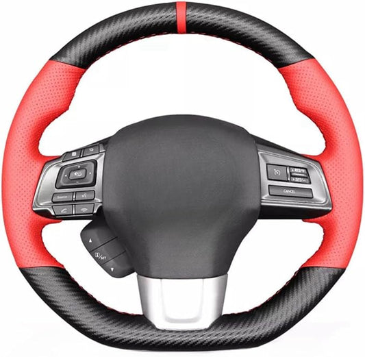 MEWANT Hand Stitched Matte Carbon Fiber Artificial Leather Steering Wheel Cover for Subaru WRX STI Levorg Steering Wrap