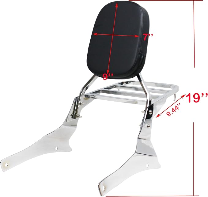 YHMOTO Passenger Backrest Sissy Bar with Luggage Rack for Suzuki Volusia VL800 2001-2011 Boulevard C50 2005-2011 Boulevard M50 2005-2008