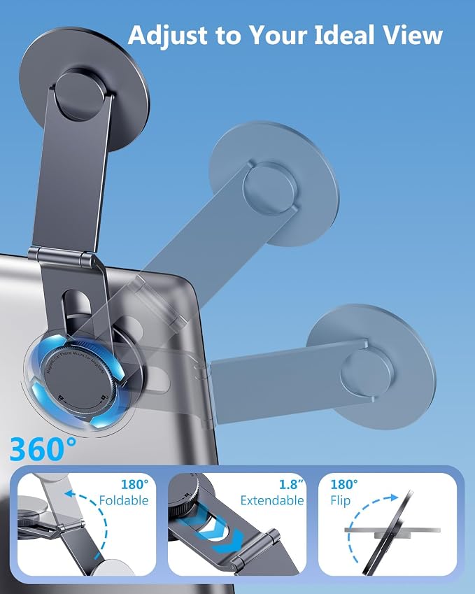 Tesla Phone Mount for Magsafe: Tesla Car Phone Holder for Tesla Model 3/Y Accessories 【Strongest N52 Magnet + 360° Adjustable】 Foldable Hidden Car Mount Magnetic iPhone & Android