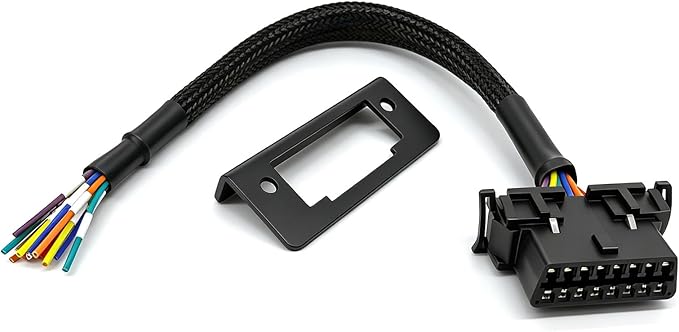JUTA OBD2 J1962 Female to Open Pigtail Cable Bracket 16PIN OBDII Port Replacement Cable - [1ft/30cm]
