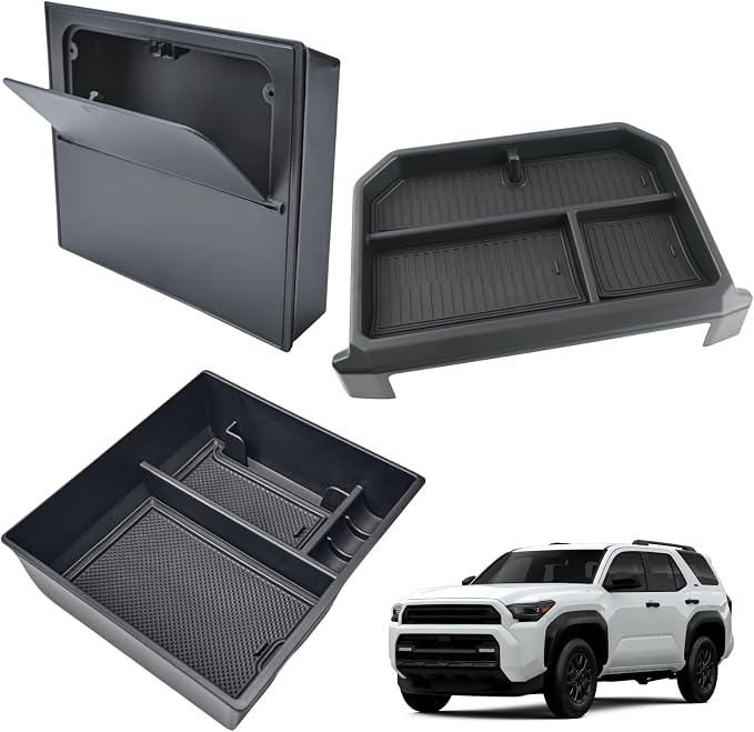 3PCS Center Console Organizer for 2025 2026 Toyota 4Runner 6th Gen Accessories Interior Insert Armrest Storage Tray and Hidden Storage Box and Dashboard Storage Box