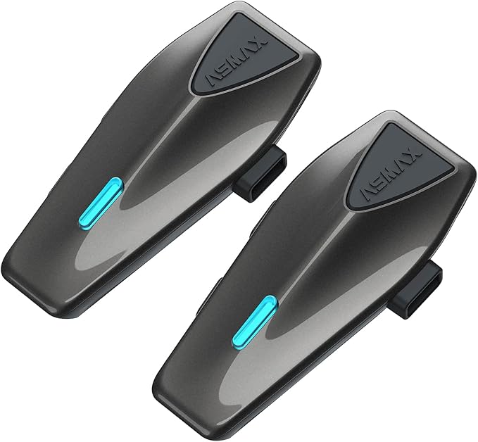ASMAX S1 Motorcycle Bluetooth Headset with Smart Voice Control, Mesh Helmet Communication Systems, Noise Cancellation/Waterproof/FM Radio/FOTA Update, 8 Riders Intercom Fit for Snowmobile/Ski, 2 Pack