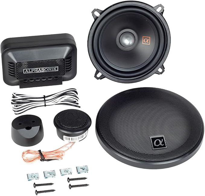 Alphasonik 1 Pair of NS500C Neuron Series 5.25" (360 Watts Max for The Pair) 180 Watts Max Per Component 2-Way Component Speaker Set with 1" Silk Dome Tweeter External Crossover Grilles Included