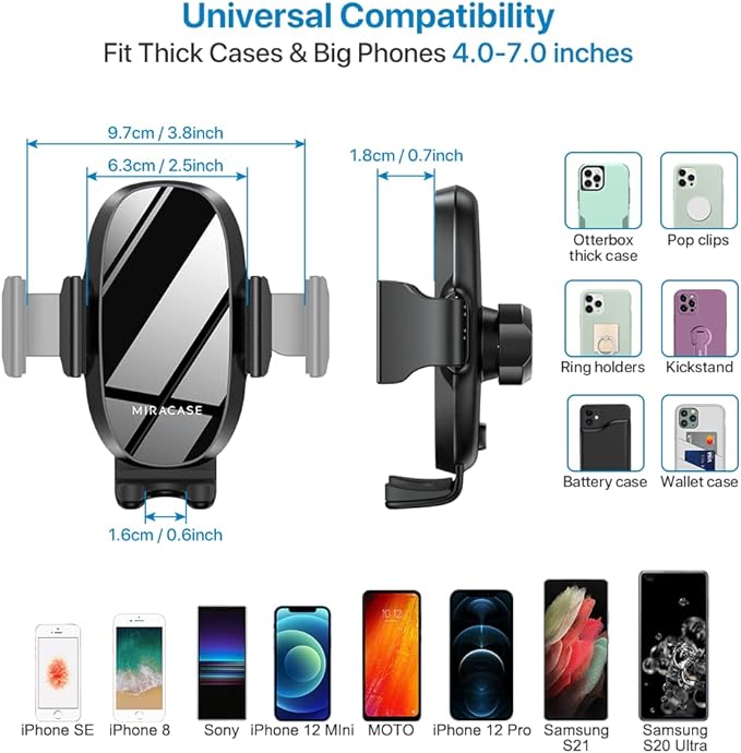 Miracase Cup Phone Holder for Car, [Upgraded Version] Adjustable Long Neck Car Cup Holder Phone Mount Cradle Friendly Compatible with iPhone Samsung Google and All Smartphones, Green