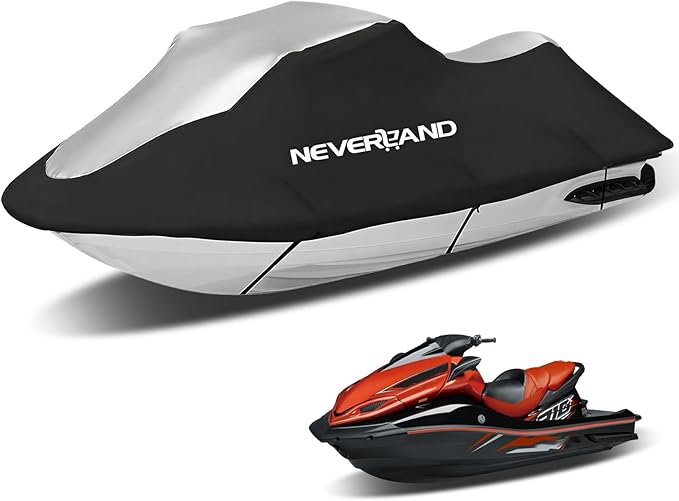NEVERLAND Jet Ski Cover Suitable for 2 3 Seater Jetski Covers Heavy Duty Waterproof with 2 Air Vent Marine Grade UV Resistant Compatible with Yamaha Sea-Doo Lengths 135'' to 145"
