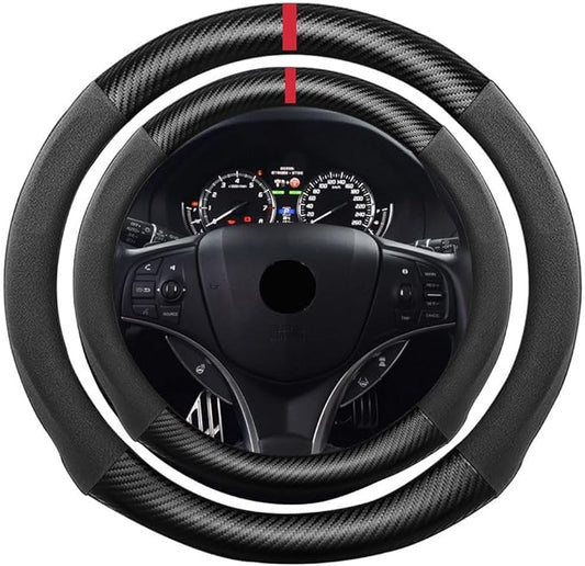 Suede Carbon Fiber Steering Wheel Cover, Compatible with Acura RLX RDX MDX ILX CDX PLX NSX TLX TLX-L 15 inch Soft SuedeTouch Leather Sport Non-Slip Automotive Interior Accessories