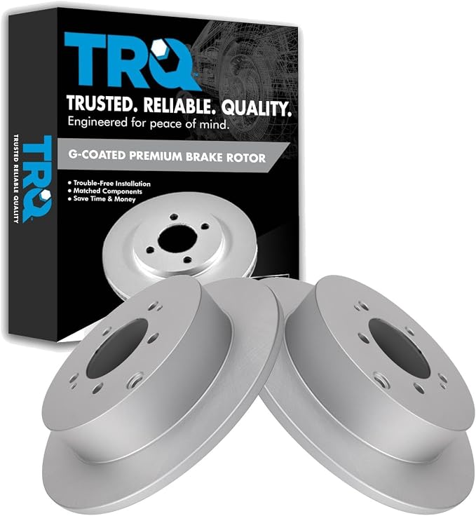 TRQ Rear Brake Rotor Set G Coated Solid Compatible with 2007-2015 Mitsubishi Lancer 2007-2013 Outlander