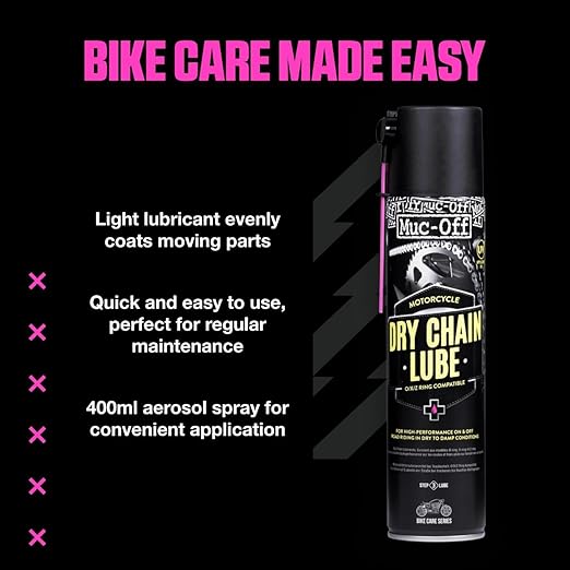 Muc-Off Motorcycle Dry Chain Lube| Ultra-Durable Synthetic Formula | Long-Lasting Lubrication | Maximum Chain Protection for Dry Conditions | Perfect for Motorcycle Chains