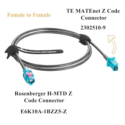 Original Rosenberger H-MTD Female to TE MATEnet Female Automotive Ethernet Cable 1Gbps E6K10A-1BZZ5-Z to 2302510-9 Shielded Connector 100/1000BASE-T1 for ADAS Camera, ECU, IVI Networking(1M/3.28FT)