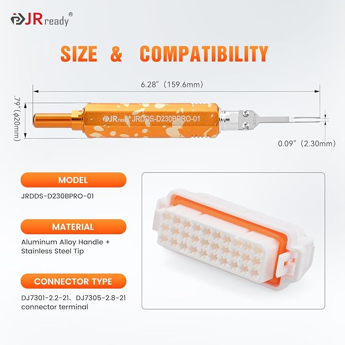JRready Automotive Terminal Removal Tool Upgraded Pin Extractor for Car Connectors Wire Harness 2.2mm 2.8mm Depinning Tool for DJ7301-2.2-21 DJ7305-2.8-21 Connector Terminals JRDDS-D230BPRO-01