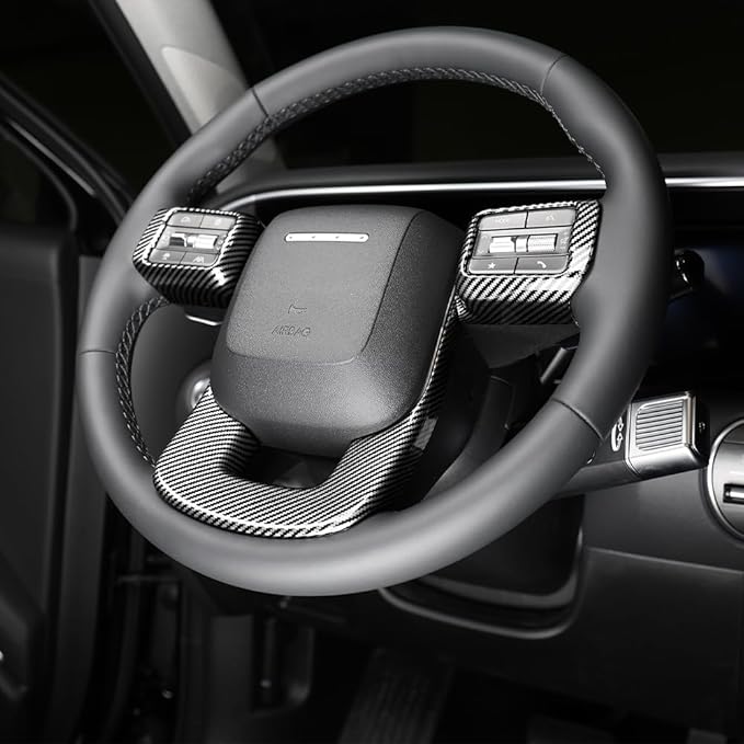 Steering Wheel Cover Trim Compatible with Santa FE 2024 2025 Hyundai IONIQ 9 Accessories(Carbon Fiber Pattern)