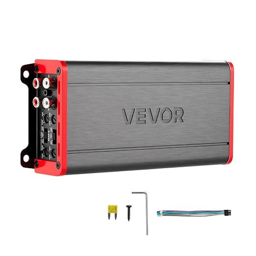 VEVOR 4 Channel Car Audio Amplifier 2 Ohm Stable Bridgeable Class D Full Range Amp Max Power 4 x 272W @ 4 Ohm / 4 x 400W @ 2 Ohm for Car SUV Truck Off-Road