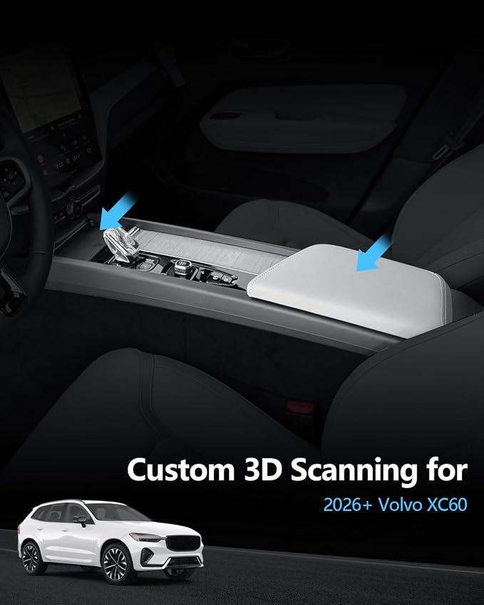 SKTU 2-Pack for 2026 Volvo XC60 Center Console Organizer for 2026+ Volvo XC60 (Core/Plus/Ultra) Wireless Charging Mat & Console Tray Volvo XC60 2026 Accessories ABS Insert Console Tray XC60 Rubber Pad