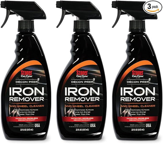 Stoner Car Care 92104-3PK Iron Remover & Wheel Cleaner – Odorless Iron Fallout & Brake Dust Remover for Paint, Wheels & Glass – pH Balanced Rust Decontaminant – Color Indicator – 22 fl oz (Pack of 3)