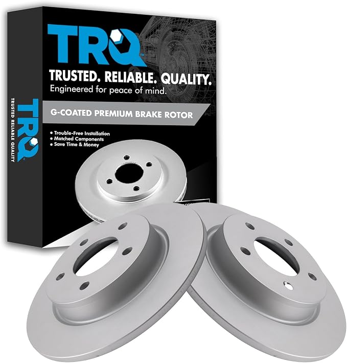 TRQ Rear Brake Rotor Set G Coated Solid Compatible with 2004-2013 Mazda 3