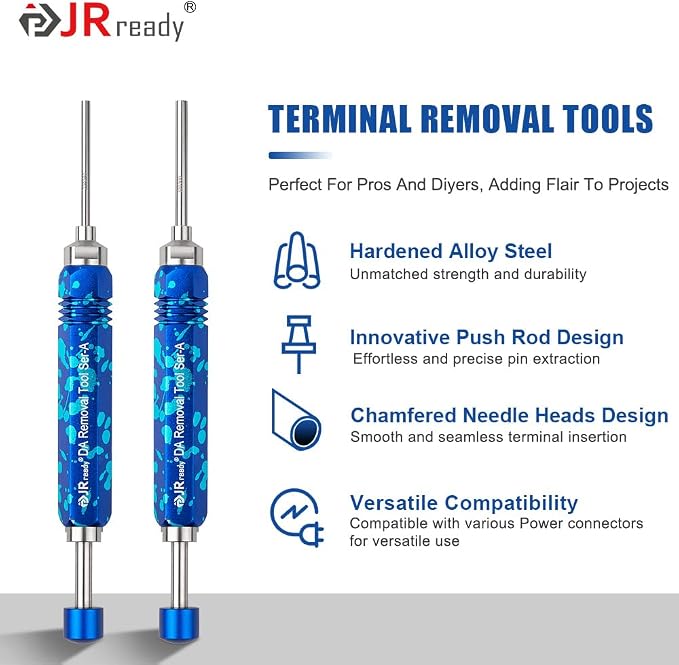 JRready ST5265 Molex Pin Extractor Tool for Molex .062" & .093” Pin and Socket Connectors, 2PCS Tube Type Ejector Rod Insertion Tools