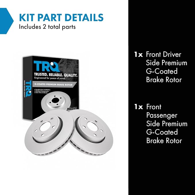 TRQ Front Brake Rotor Set G Coated Vented Compatible with 2011-2020 Dodge Durango 2011-2020 Jeep Grand Cherokee