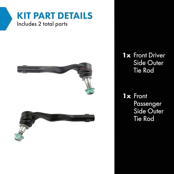 TRQ Outer Driver and Passenger Side Tie Rod Set 2 Piece Compatible with Mercedes-Benz 12-13 CLS550 AWD 12-15 E350 AWD 12-14 E550 15 E400 13-15 E300 14-15 E250