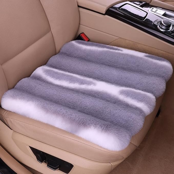 1 Front Seat Fluffy Faux Rabbit Fur Car Seat Cover for Fuzzy Soft Auto Universal Car Seat Plush Vehicle Seat Protector Pad with Non-Slip Backing, Car Accessories Home and Office Chair