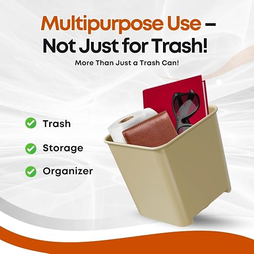 Mocha Car Trash Can with Floor Mat Clip – Waterproof & Leakproof Small Bin for Car, SUV, Truck, Van – Includes 1 Box of Trash Bags Inside + 6 Extra Boxes (Total of 7 Boxes, 140 Bags)